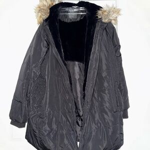 Torrid Black Puffer Coat with Faux Fur Hood